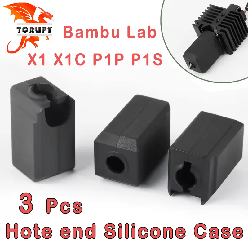 

3 шт. силиконовые носки для Bambu Lab X1 X1C P1P P1S Hotend экструдер высокотемпературный износостойкий черный силиконовый чехол
