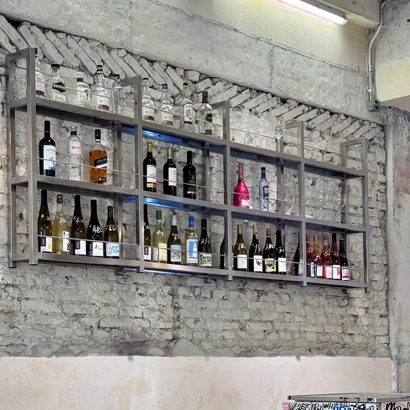 

Антикварный винный шкаф-витрина для хранения, роскошный настенный шкаф для виски в деревенском стиле, с подсветкой, металлический, для улицы, мебель-стеллаж