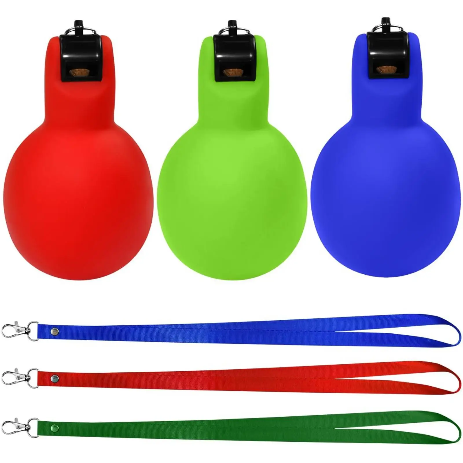 3 Pieces Hand Press Whistle with Lanyard Portable for Referees