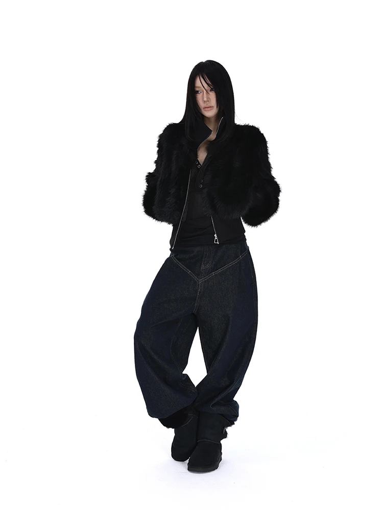Lautaro Spring Winter Short Black Soft Thick Warm Hairy Faux Fur Coat Women Zip Up Luxury Designer Clothes Fluffy Jacket 2025