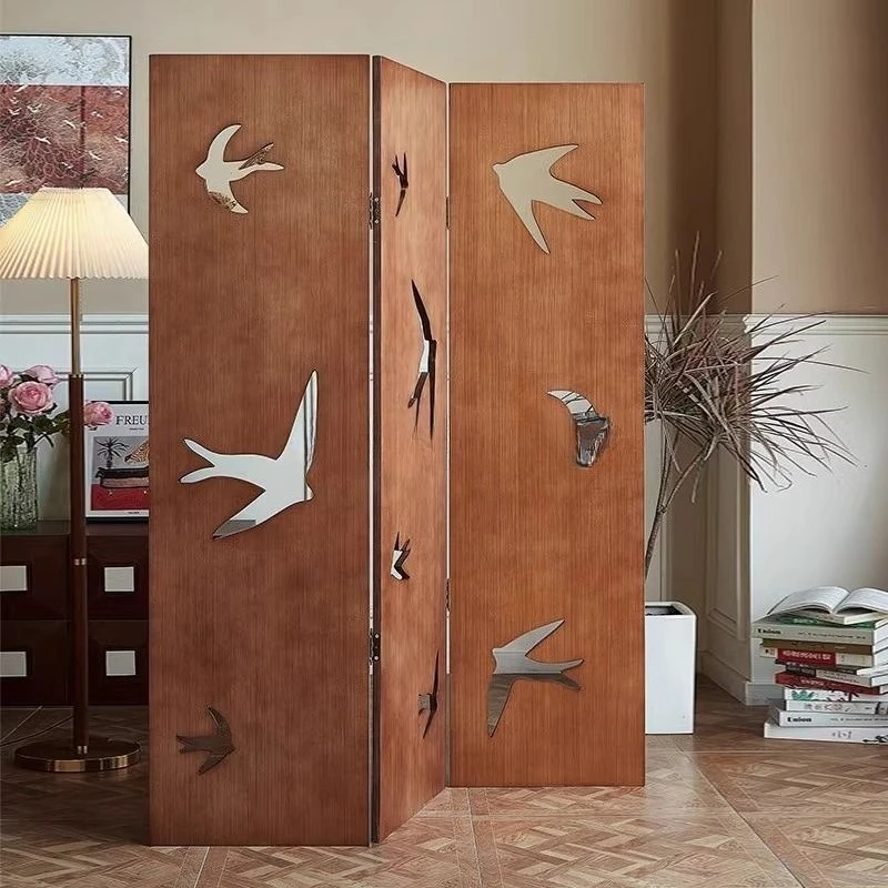 

New Chinese houndstooth folding screen French retro screen swallow folding screen ancient style