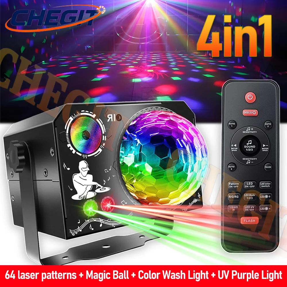 

NEW 4 IN 1 Magic Ball DJ Disco Party RGB Light Projector USB LED Sound Strobe Stage Effect For Wedding Holiday Party Lamp Home
