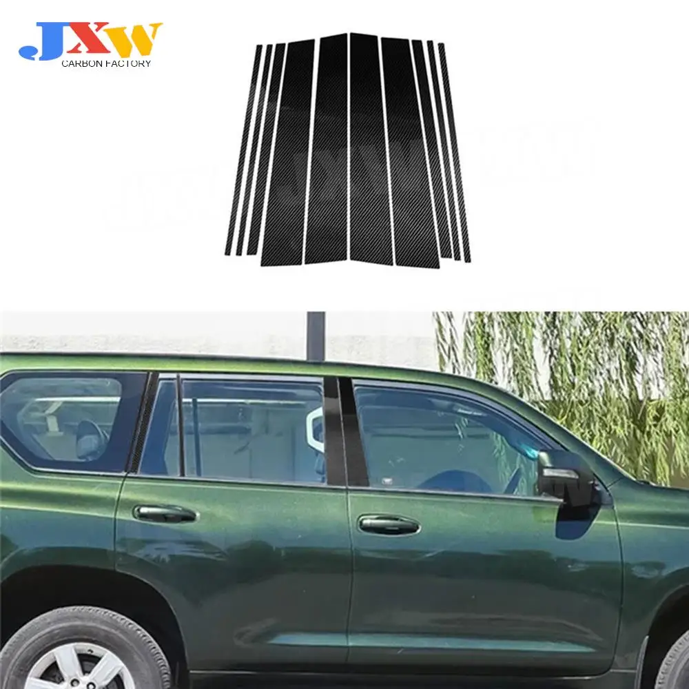 

Carbon Fiber Car Window B C Pillar Trim Cover Panel Strip Stickers For Toyota Land Cruiser Prado 2010-2018 10 PCS Accessories