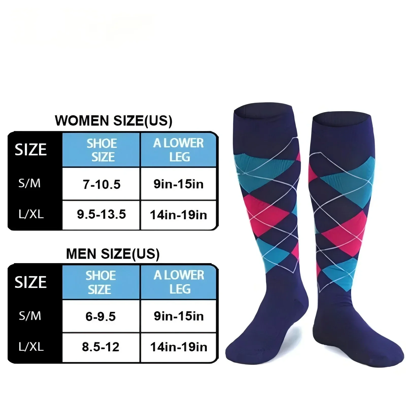 6 Pairs Floral Cute Compression Socks for Women Travel Calf Nurse Pregnant Medical Compression Socks Cartoon