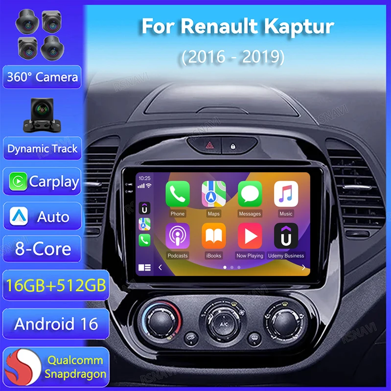 

Android 16 Carplay Auto For Renault Kaptur 2016 2017 - 2019 Car Radio Navigation DVD Video Player 2Din Stereo Head Unit Wireless