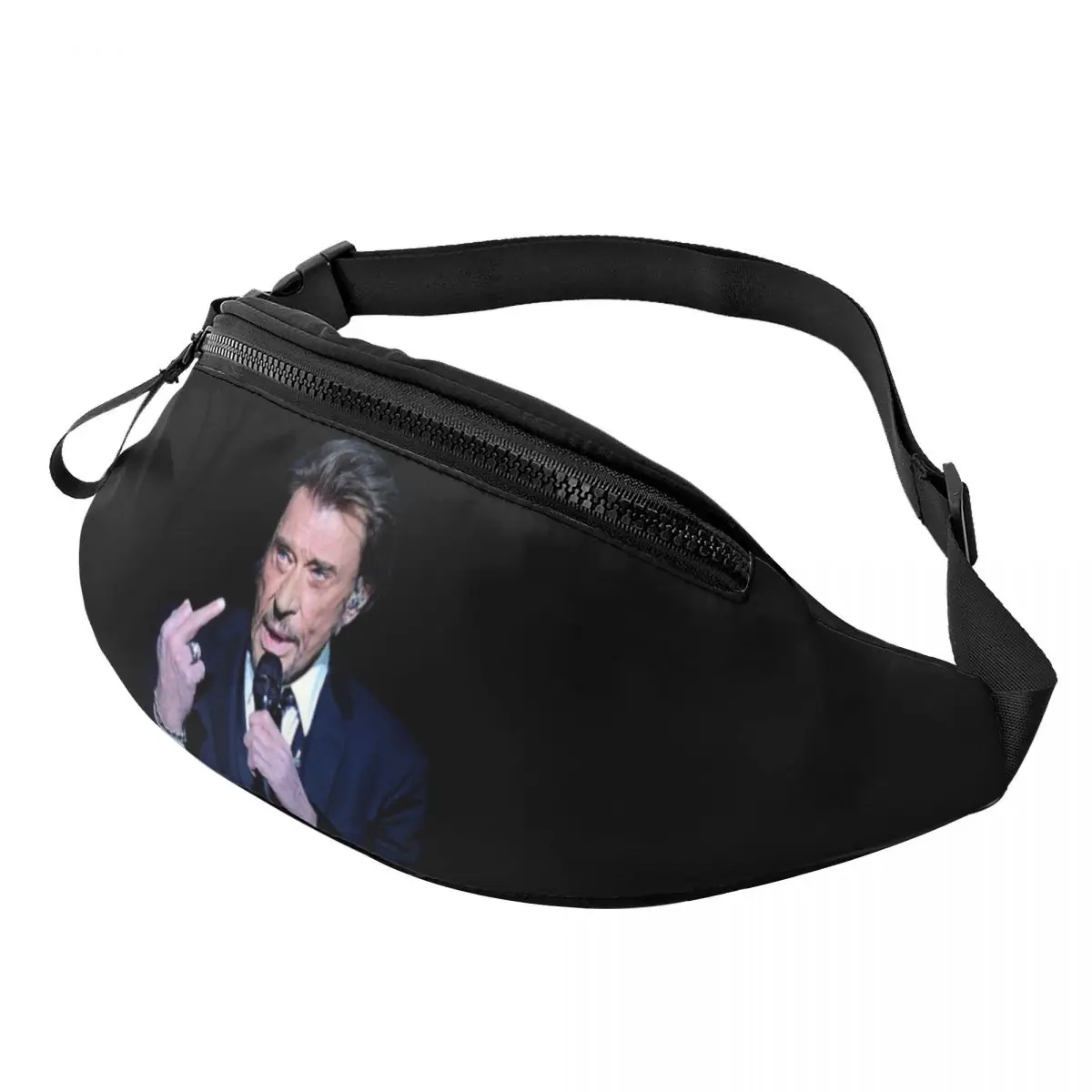 Custom French Rock Singer Johnny Hallyday Fanny Pack Men Women Cool Crossbody Waist Bag for Travel Cycling Phone Money Pouch