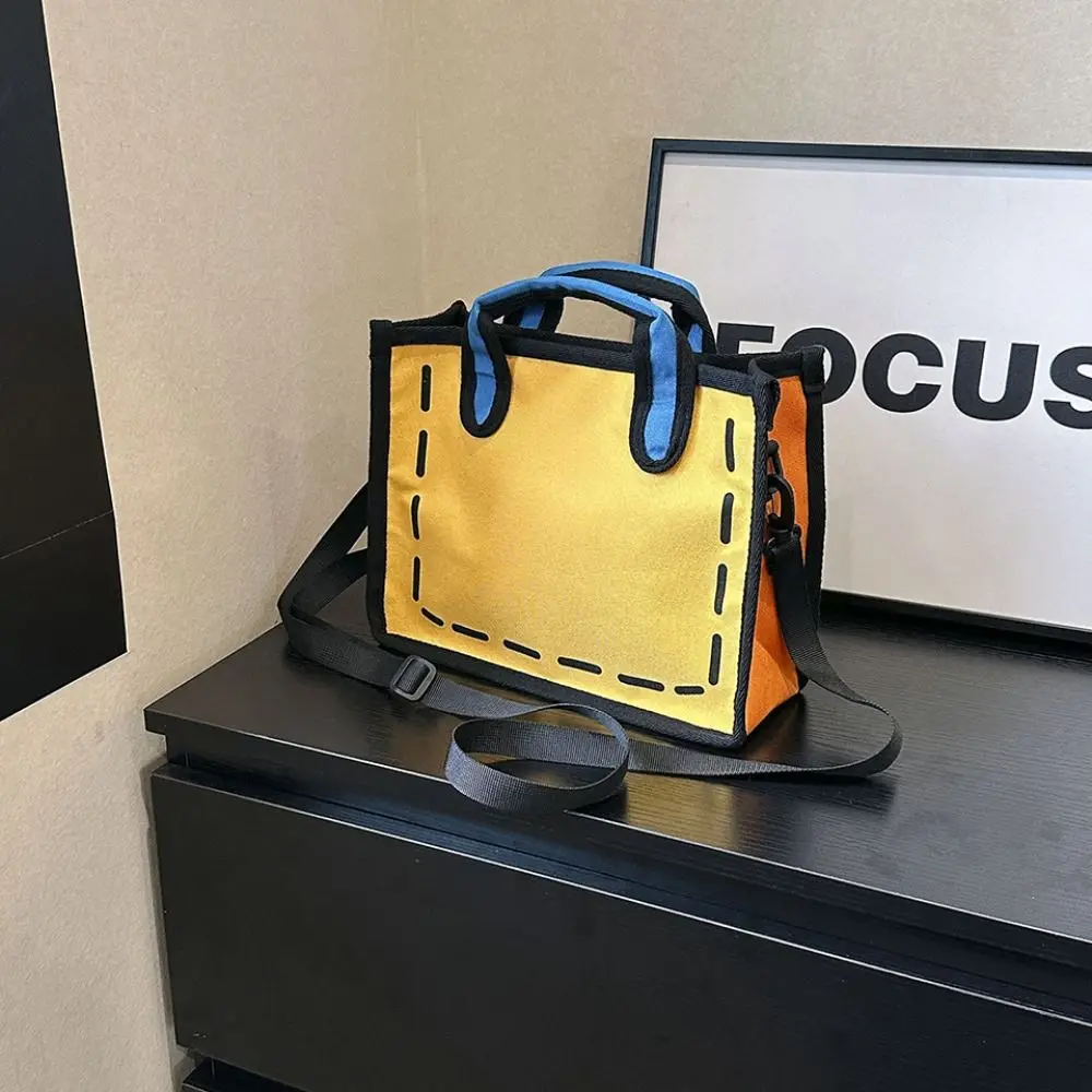 لطيف الكرتون 2D مطبوعة حمل حقيبة قماش كل مباراة الكتابة على الجدران حقيبة ساعي الكتب الهزلية الإبداعية حقيبة يد المدرسة