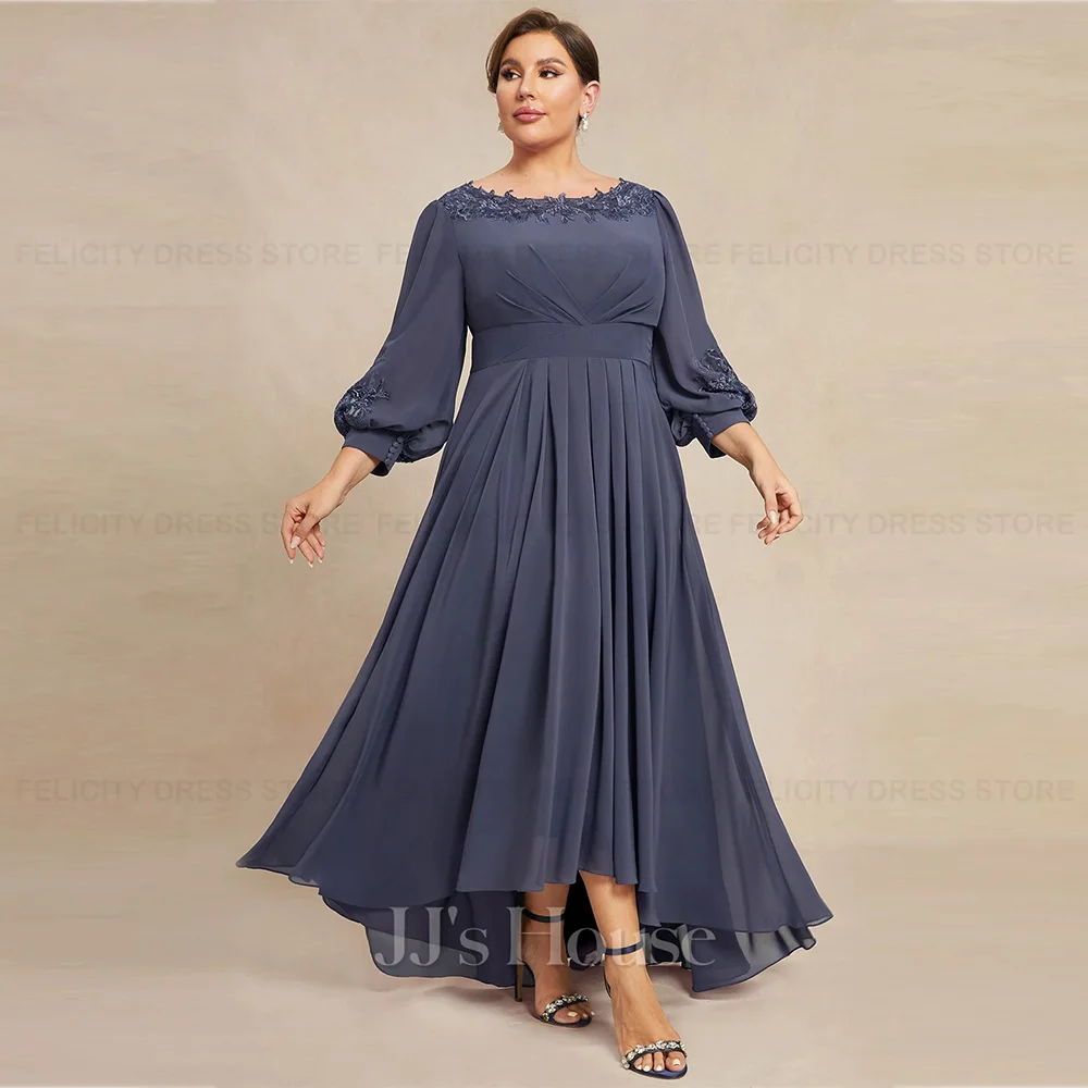 Plus Size matka panny młodej ubiera 2023 szyfonowe plisy w stylu a-line aplikacja suknia dla gościa weselnego Vestidos para Mujer Elegante