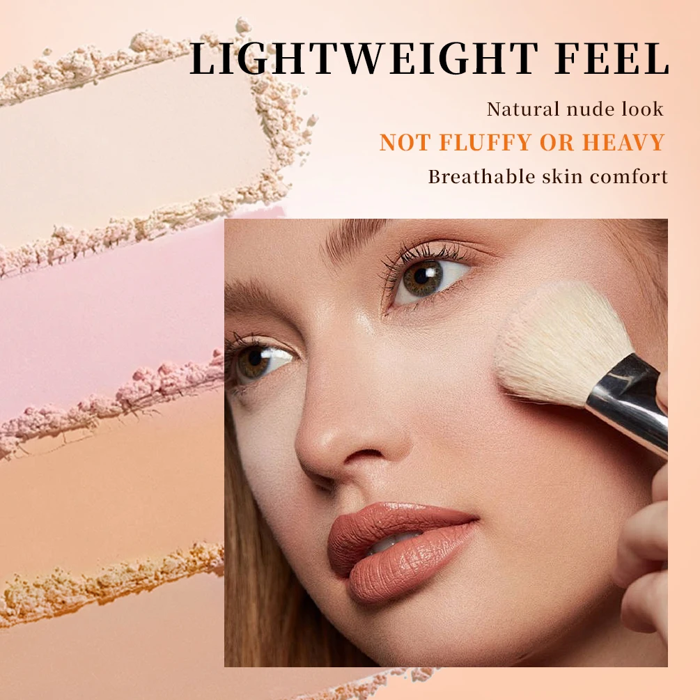 QIBEST Face Powder Oil-Control 24 Hours Long Lasting Matte Finish Concealer Pressed Powder Brighten Base Makeup Setting Powder