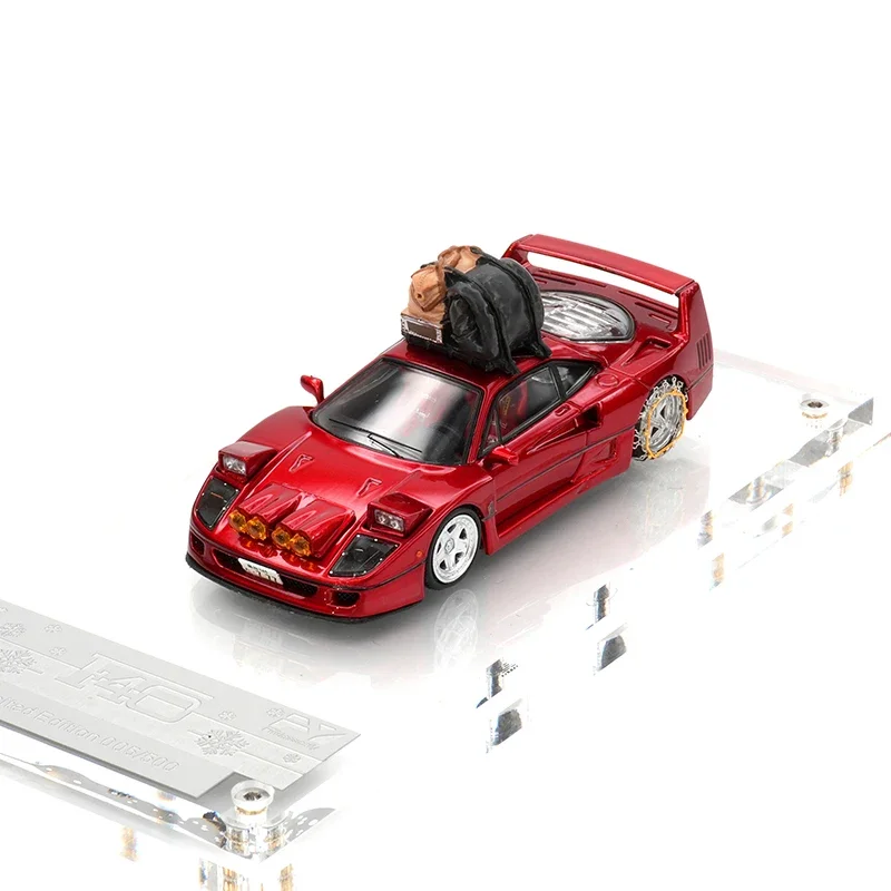 Disponibile FY 1:64 F40 Neve Trasparente Rosso Jumpable luce Pressofuso Modello di Auto Raccogliere Giocattoli Findclassicamente