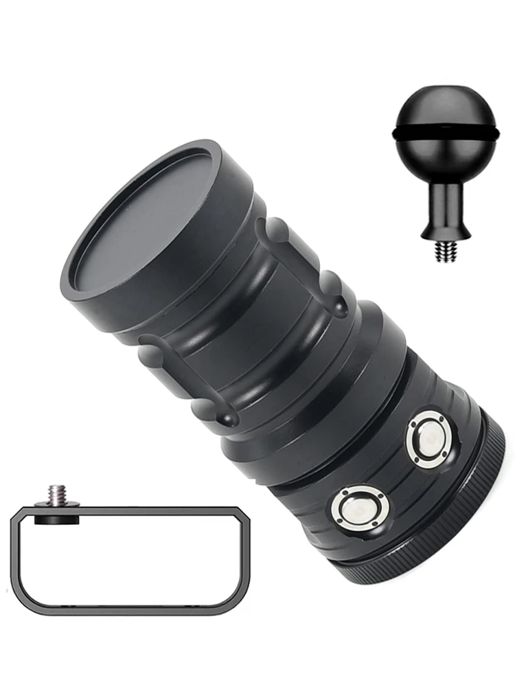 ไฟฉายดำน้ำ LED สว่างพิเศษ 18000 ลูเมนส์ กันน้ำ 100 เมตร แสงสีขาว แสงสีฟ้า แสงสีแดง ชาร์จแบบ Type C