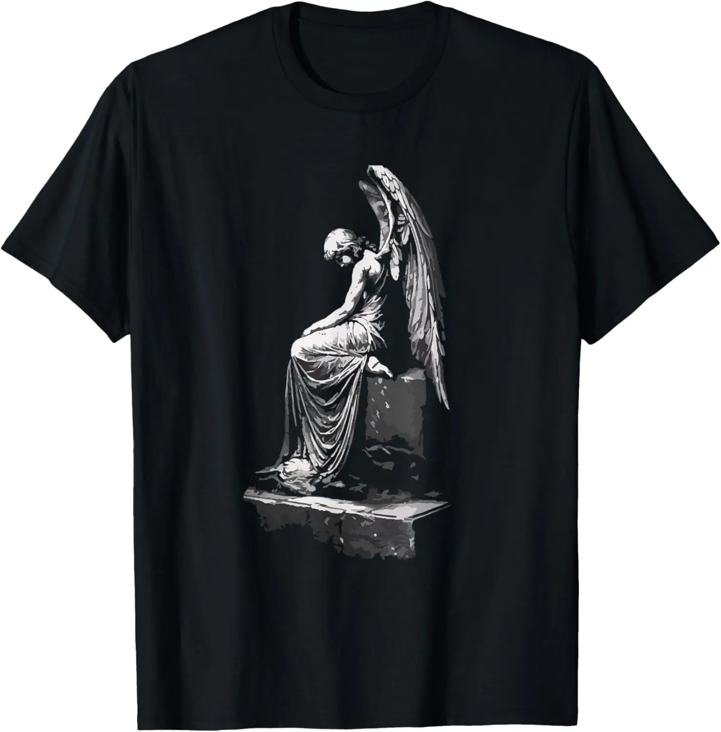 Goth Angel Fallen Statue Dark Art Gothic Sad Alt Aesthetic T-Shirt