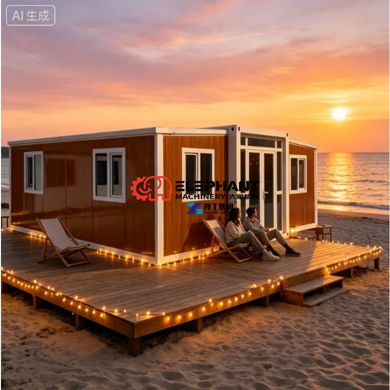Modern Prefab Steel Frame Tiny House with Porch – Portable Modular Home Cabin, 1 Bedroom, Insulated Panels, Ready-to-Assemble