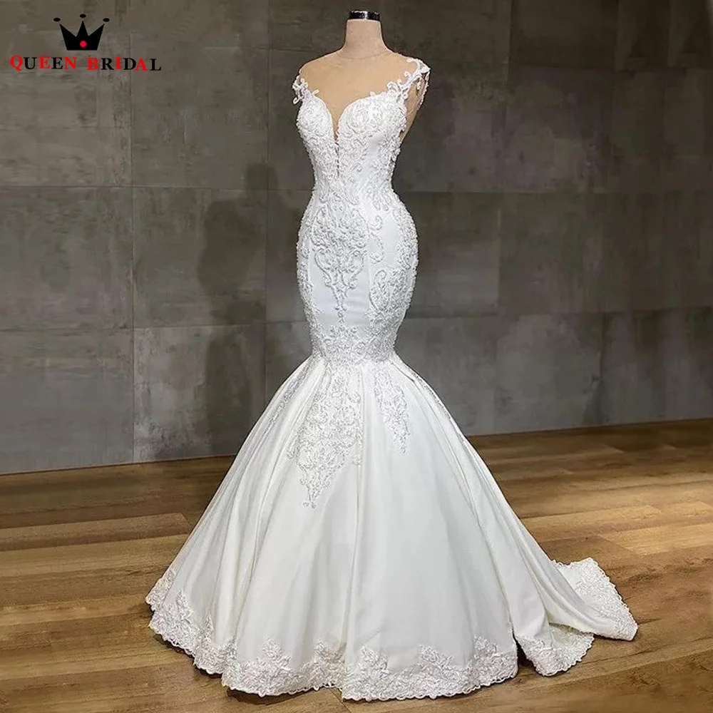 Sexy Mermaid Weddding Dresse Satin Lace Beaded Pearls Appliques 2023 New Design Elegant Bridal Gowns SD84