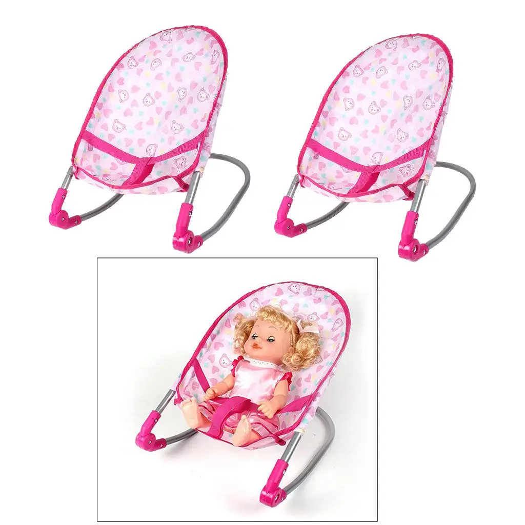 2Pcs Doll House Accessories Rocking Chairs Swing Bed Dining Chair Baby Play House Simulation Furniture Toys Pretend Play Toys