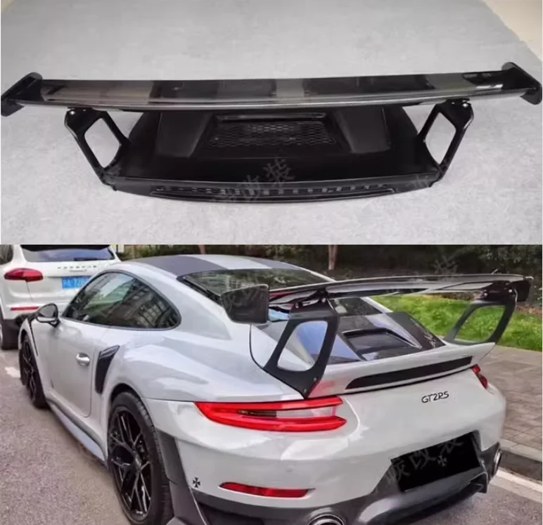 Real Carbon Fiber Rear Wing Lip Diffuser Tail Trunk Spoiler For Porsche 911 991 991.1 991.2 2012-2018 GT3 RS Style