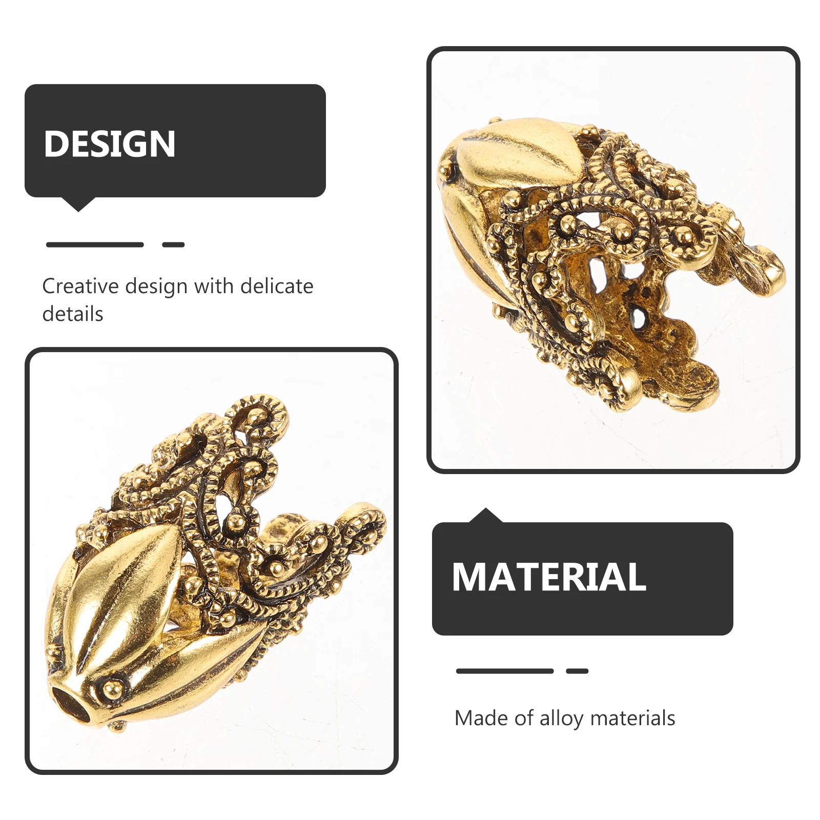 

5pcs Alloy Bead Caps Flower Shape Metal End Caps For Jewelry Making Diy Bracelet Supplies Craft Findings Decorative Accessories