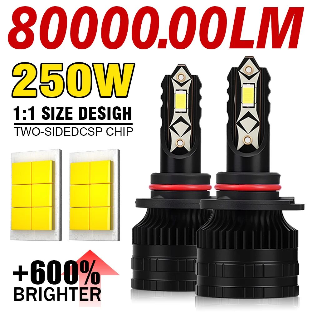 

2 шт. 9005 9006 H7 H1 H11 H4 светодиодные автомобильные фары высокой мощности 80000Lm 6000K белые чипы CSP с вентилятором охлаждения длительный срок службы
