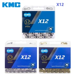 KMC X12 12 Speed MTB Bike Chain Silver Black Gold Bicycle Chain 126 Links Current 12v Chains With Magic Button for SRAM SHIMANO