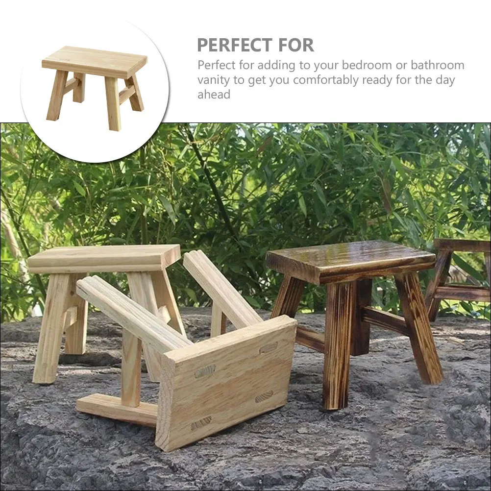 

Comfortable Wooden Kids Stool Portable Nonslip Step Seat for Toilet Training Bathroom Vanity Decor Wooden Step Stool for Adults