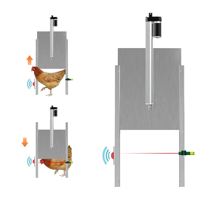 Chicken Coop Auto Door Opener Kit Door Opener Closer Rainproof Outdoor Controller Remote Control Poultry Coop Light Sensor