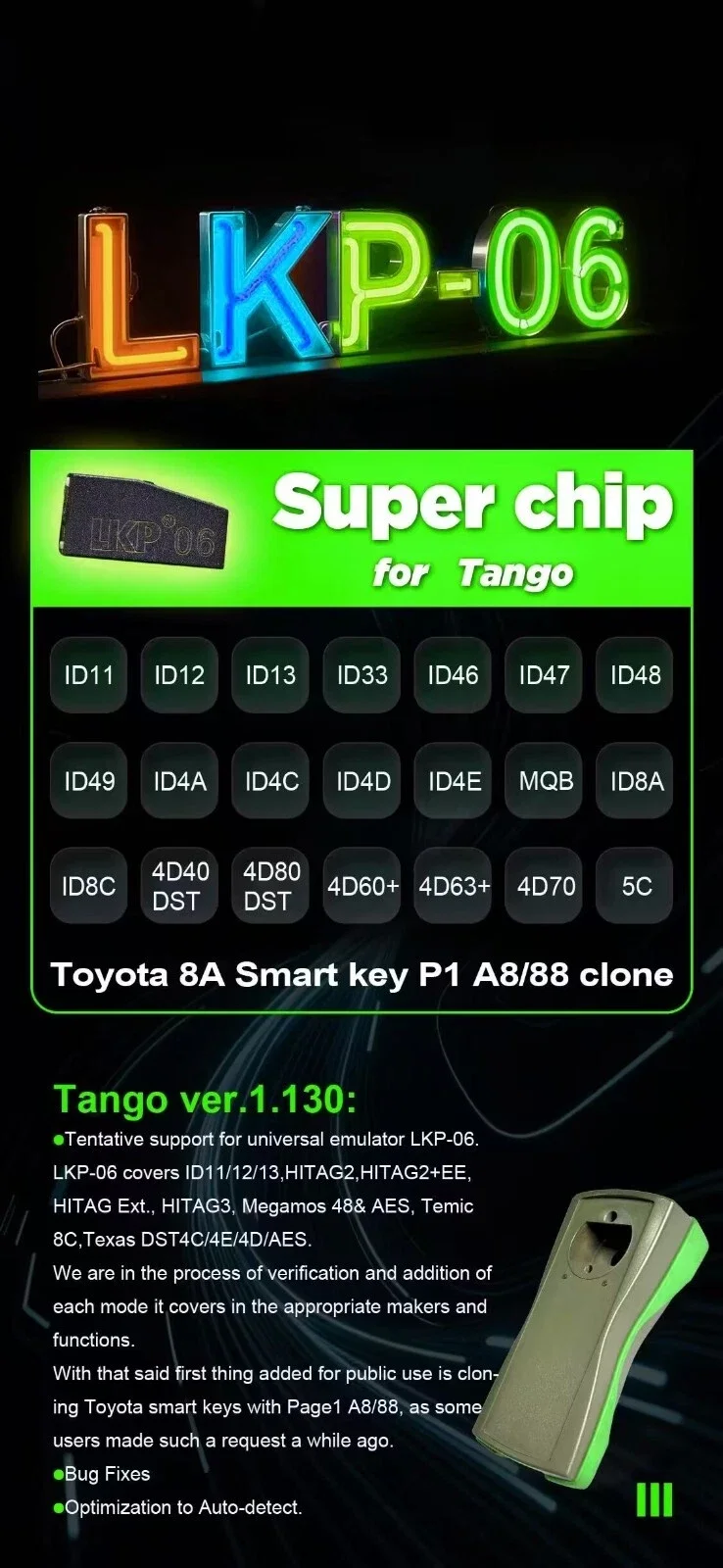 2PC/5PC/10PC LKP-06 Super Chip Universal Transponder Chip for ID13 ID48 ID49 MQB ID8A ID8C 4d63+ 4D70 for Tango Key Programmer