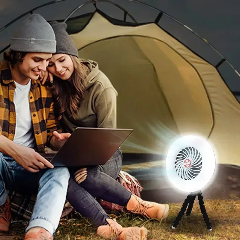 Camping Light USB Charging 2400mAh Fan Camping Light Hanging Tent Super Bright Lighting Two in One Travel Hiking Supplies