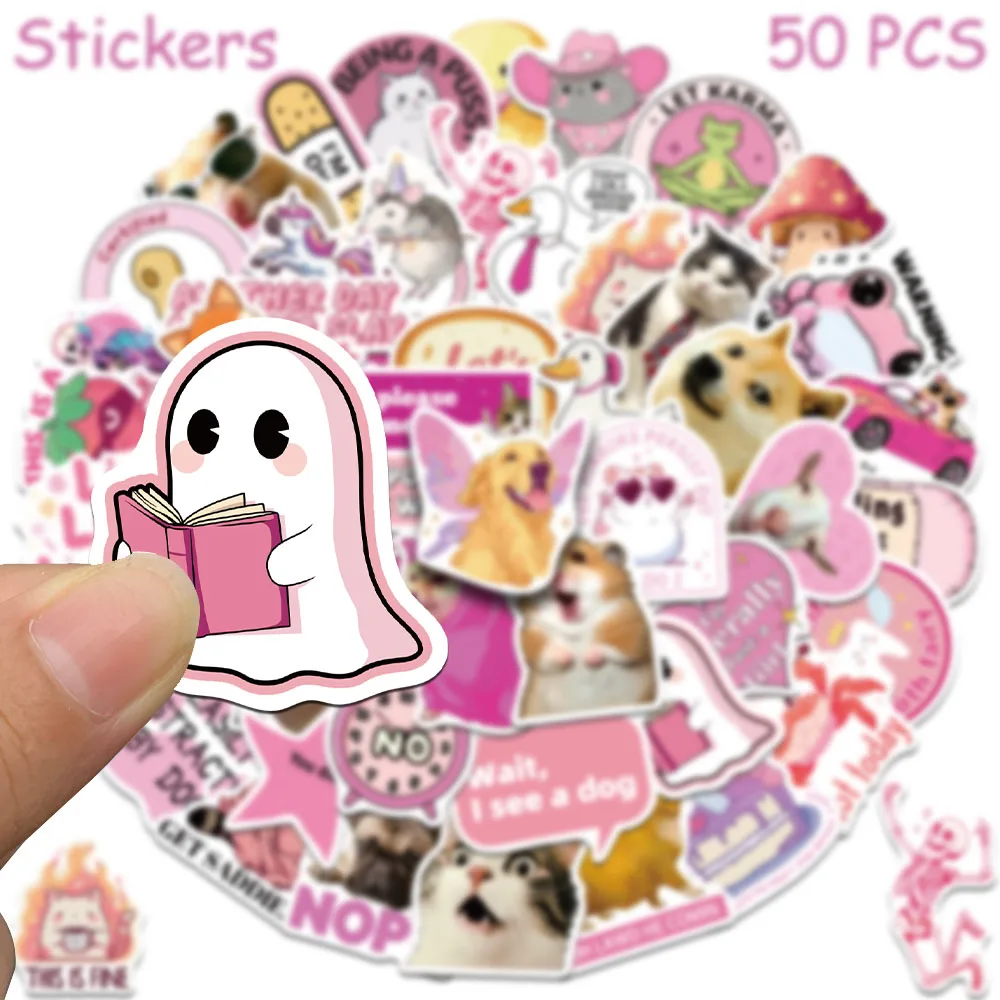 50 pezzi di cartoni animati rosa adesivi divertenti decalcomanie per laptop scrapbook skateboard chitarra casco adesivi graffiti fai da te regali creativi