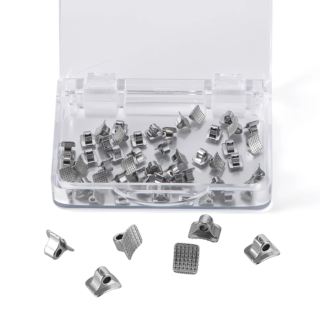 50 Stück/Box AZDENT Dental-Kieferorthopädische Lingual-Knöpfe mit Loch, klebbare runde Basis, Zahnmedizinmaterial aus Edelstahl – Detail 11