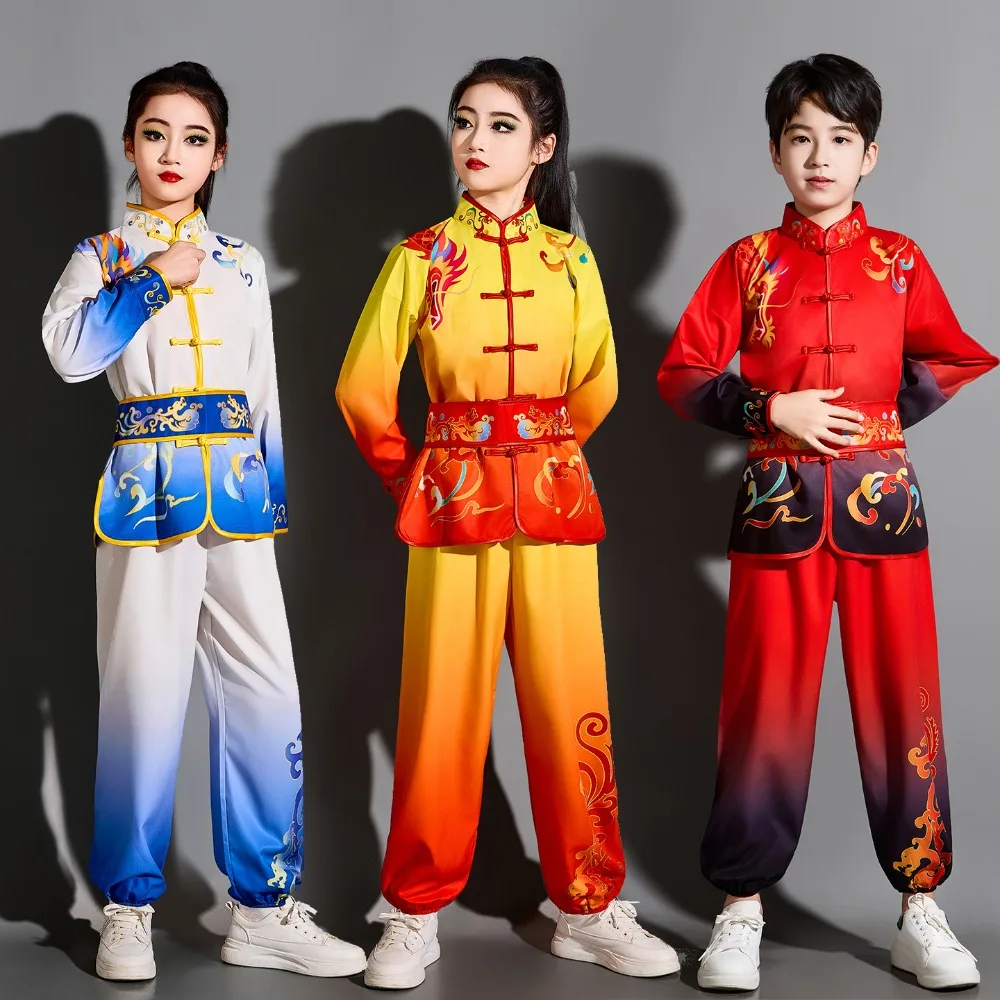 Vêtements pour enfants Style ethnique Performance chinoise Kung Fu uniforme garçon ensemble Wushu costume Cosplay Costumes scène fille enfants vêtements