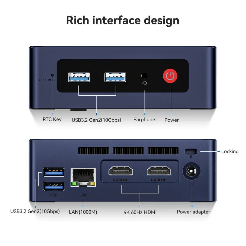 Mini PC universale di fascia alta S12 PRO Intel N100 Quad Core Win 11 16G DDR4 500G SSD WIFI5 Porta Gigabit Ethernet PC tascabile portatile