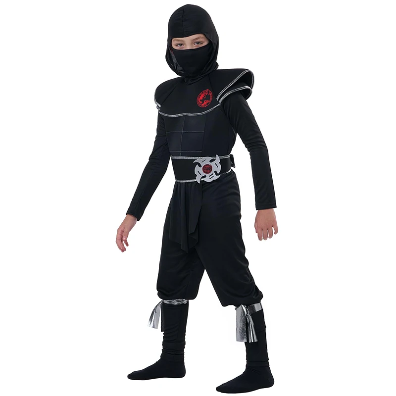 

Niño Muscle Hidden Warrior Fighter Halloween Fancy Dress Up Black Stealth Ninja Halloween Costume For Enfant