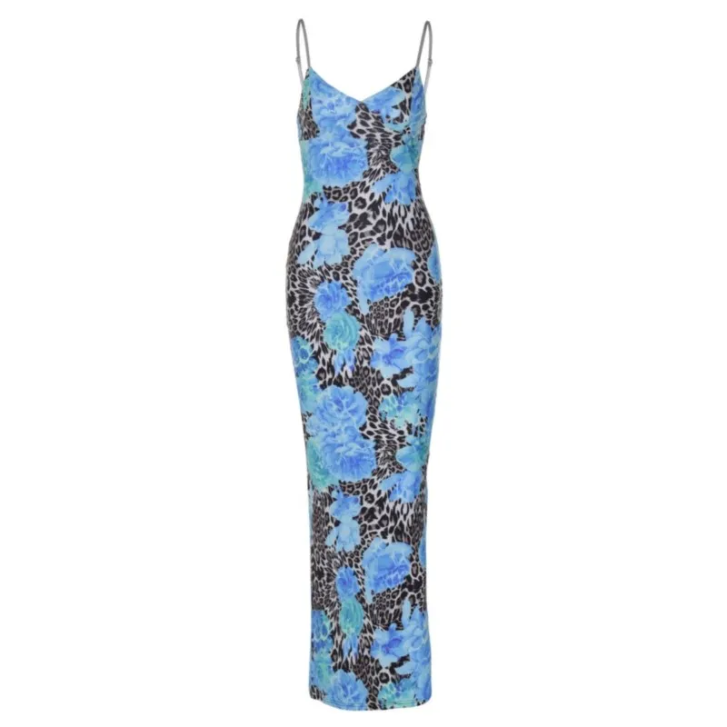 Mulheres elegante impresso com decote em v desliza sem costas vestidos sexy bodycon maxi vestido 2025 moda feminina nova festa festival clube vestidos