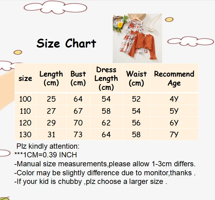 2PCS Kids Girl Clothes Set Long Sleeved Cardigan+Sleeveless A- Line Dress Summer Fashion Dresses Costume for Kids Girl 4-7Years