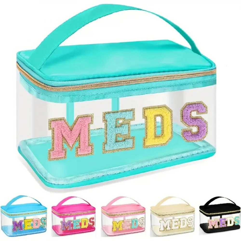 Multi-color transparent storage bag, makeup bag, travel storage bag, portable handbag, letter-embroidered toiletry bag