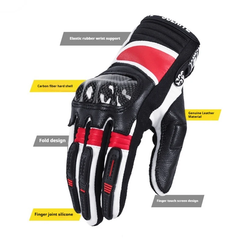 قفازات جلدية للدراجات النارية تعمل باللمس متوافقة مع قفازات ركوب المركبات الكهربائية للحماية من السقوط معدات فارس الفصول الأربعة #2