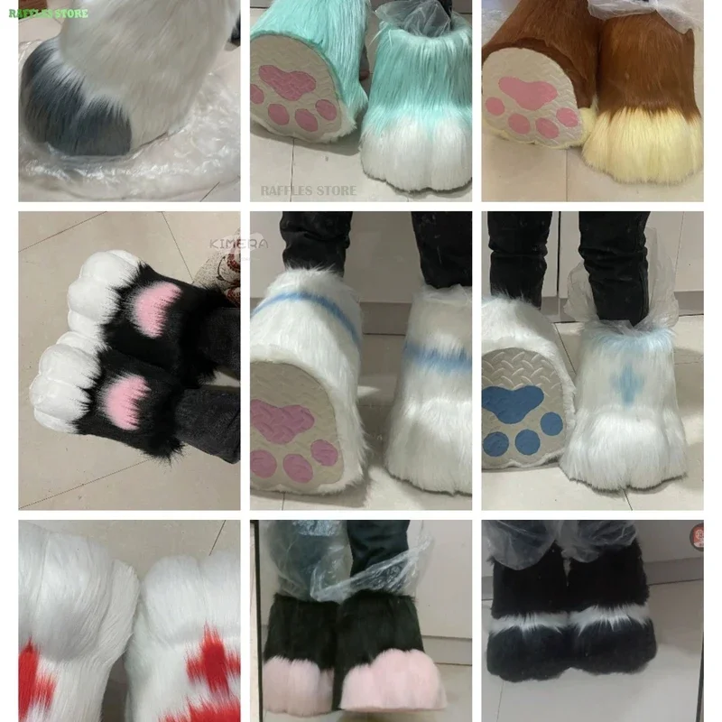 Fursuit Cosplay Paw Shoes accessori Furry Cosplay Rubbit Cat Boots Cute Fluffy Animal Manga Party Cos Costume Unisex indossabile