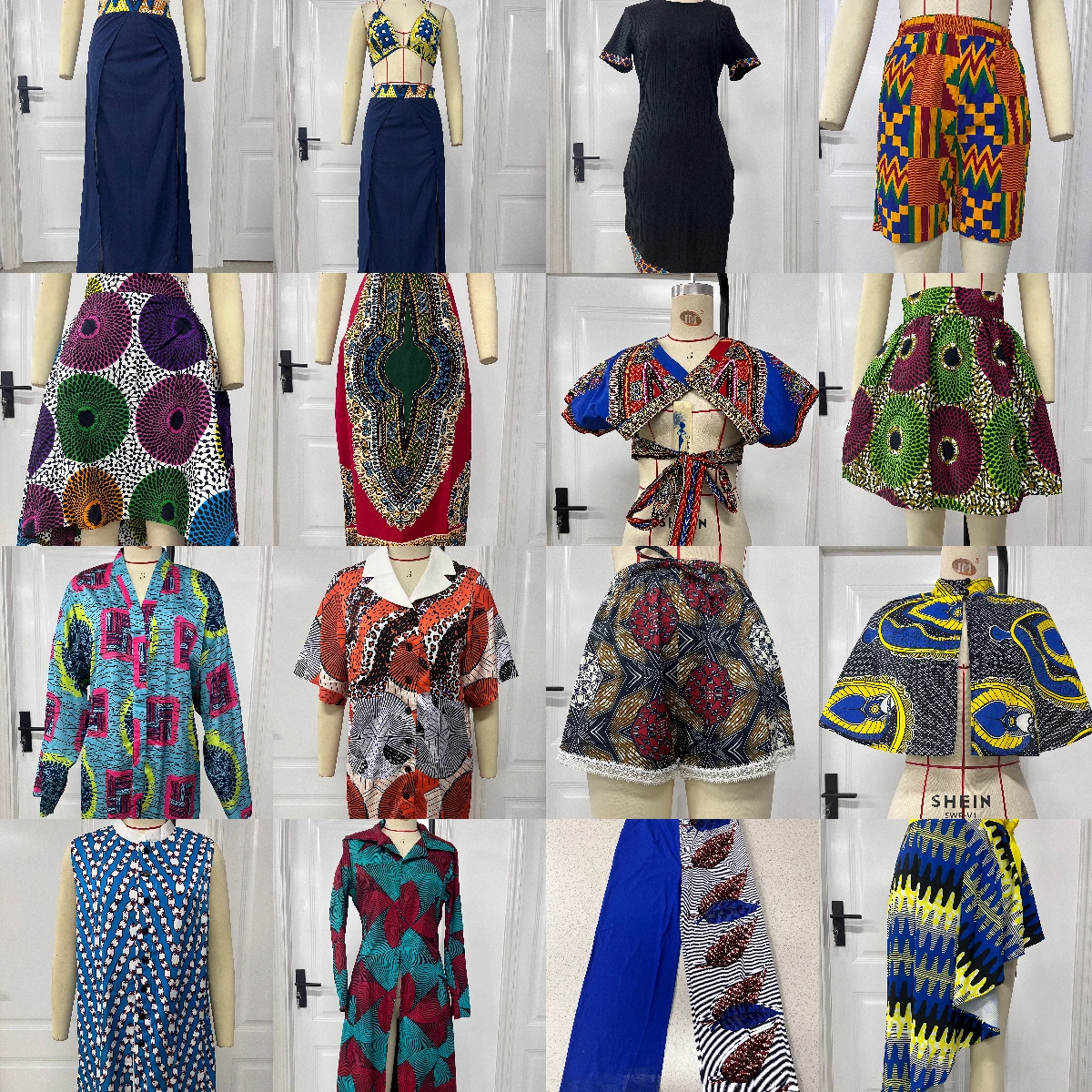 African Clothing Sample Stock Clearance Colorful African Batik Print Women's Tops and Dresses