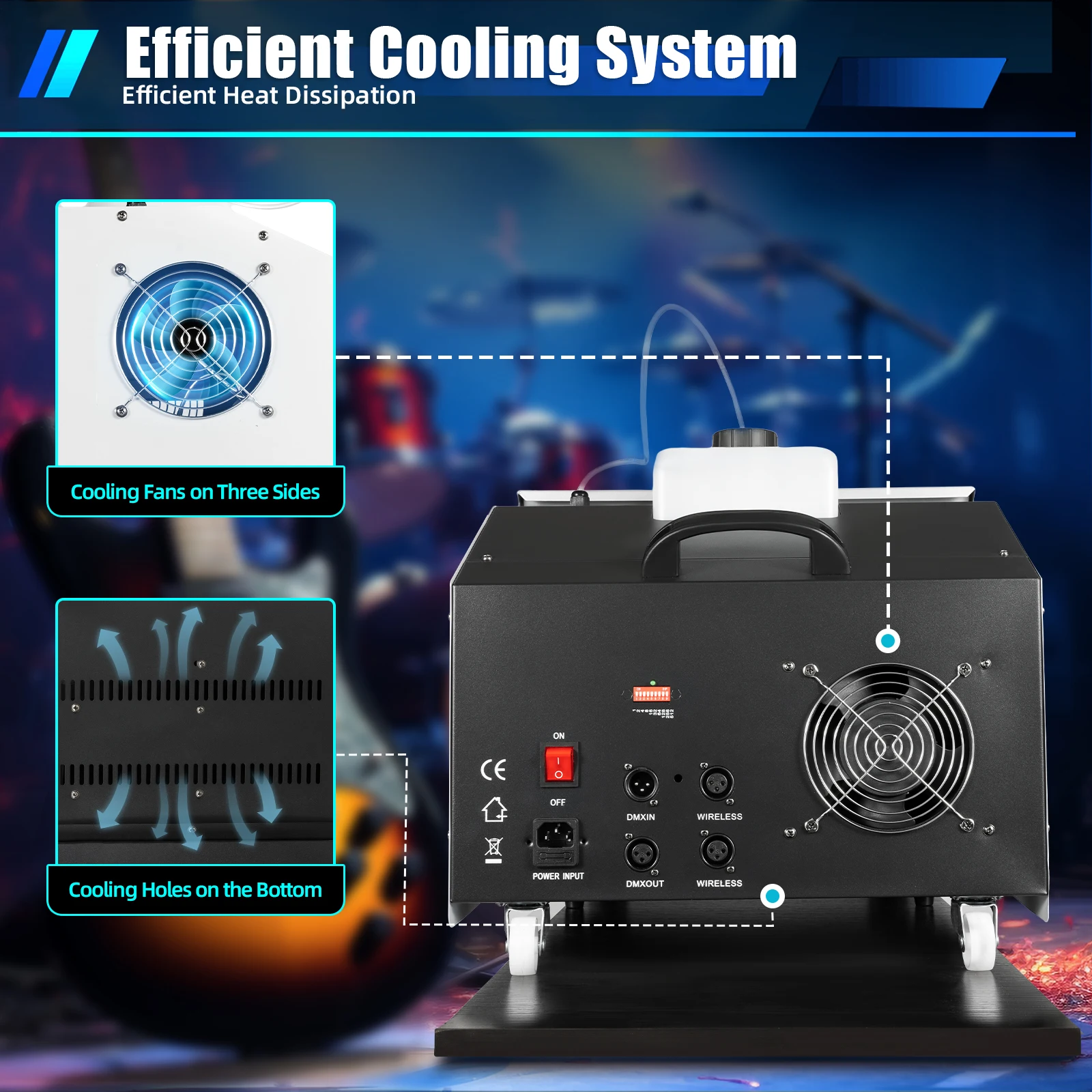 ماكينة ضباب احترافية منخفضة الكذب بقدرة 1500 وات، ماستر تأثير المسرح، تغطية 861ft2، جهاز تحكم عن بعد/DMX512، أمان من الحرارة الزائدة