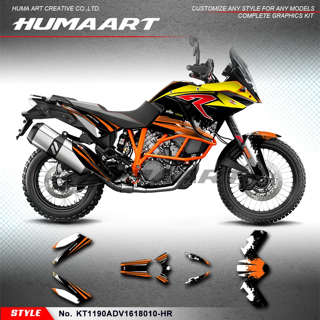 

Наклейки с графическим листом HUMAART в комплекте для KTM 1050 1090 1190 ADV Adventure 2016 2017 2018, украшения, KT1190ADV1618010-HR