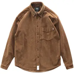 Men's Autumn Winter Corduroy Shirt Workwear Stylish Baggy Designer Clothing Vintage Fashion Luxury Cargo Long Sleeves Outerwear