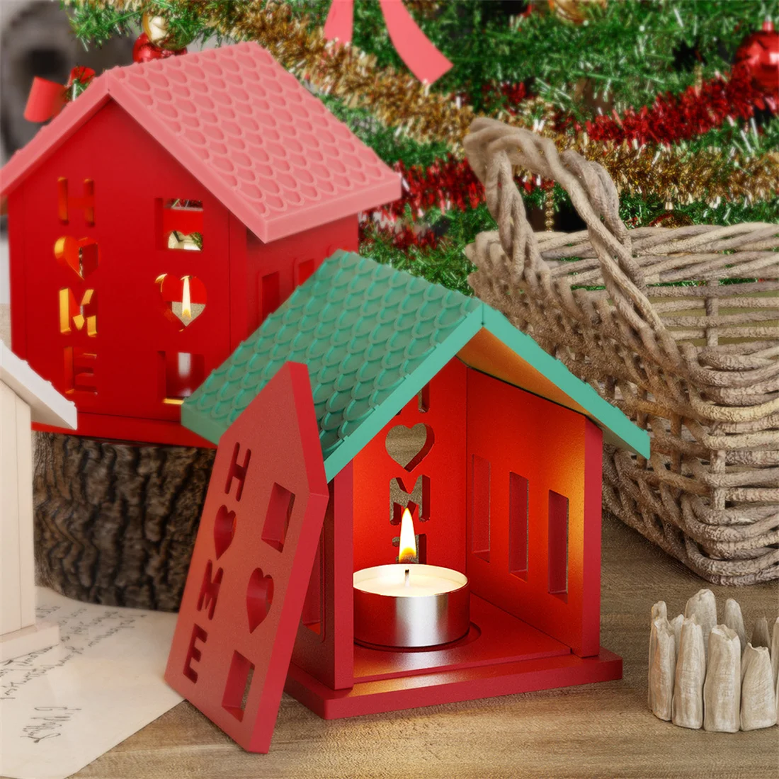 3D House Splicing Silicone Mold Resin Concrete Love House Candle Holder House Shaped Any Combination Front/Side/Roof/Base Mold