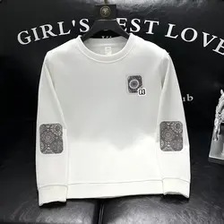 2024 New Men's Autumn Sweatshirts Hoodies Korean Harajuku High Street Retro Graphic Top High Quality Long Sleeved T-shirt Men