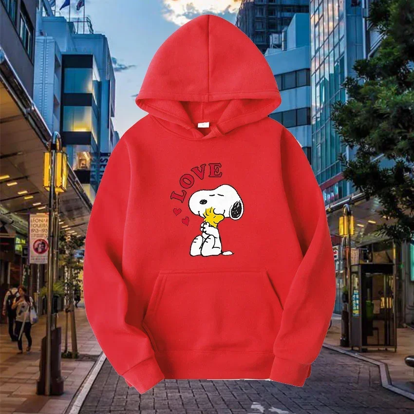 Printed Graphics Men Hoodies Cute Disney Snoopy Charlie Brown Loose Tops Sweatshirts Male Hip Hop Streetwear Autumn Winter