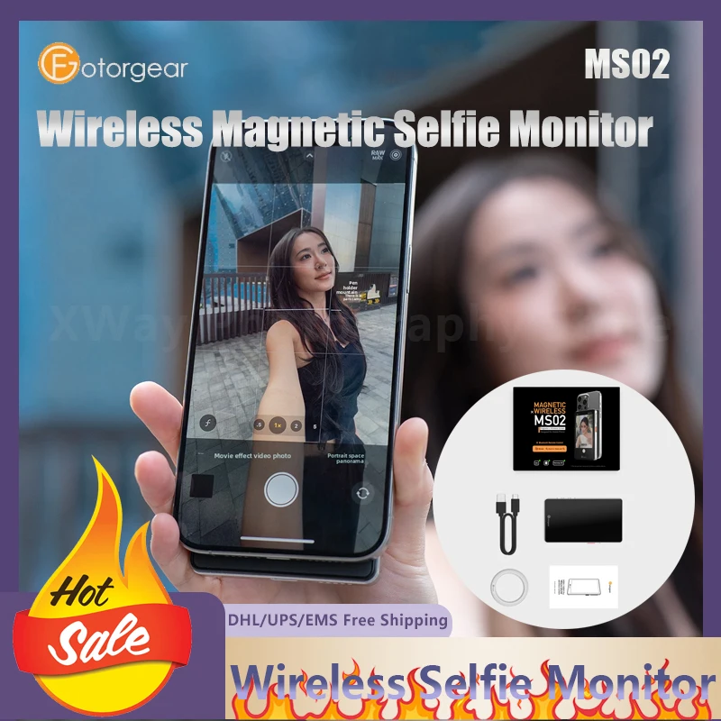 

Монитор для селфи Fotorgear Zoom MS02 (2026) с магнитным креплением, кнопкой для съемки и беспроводным дублированием экрана
