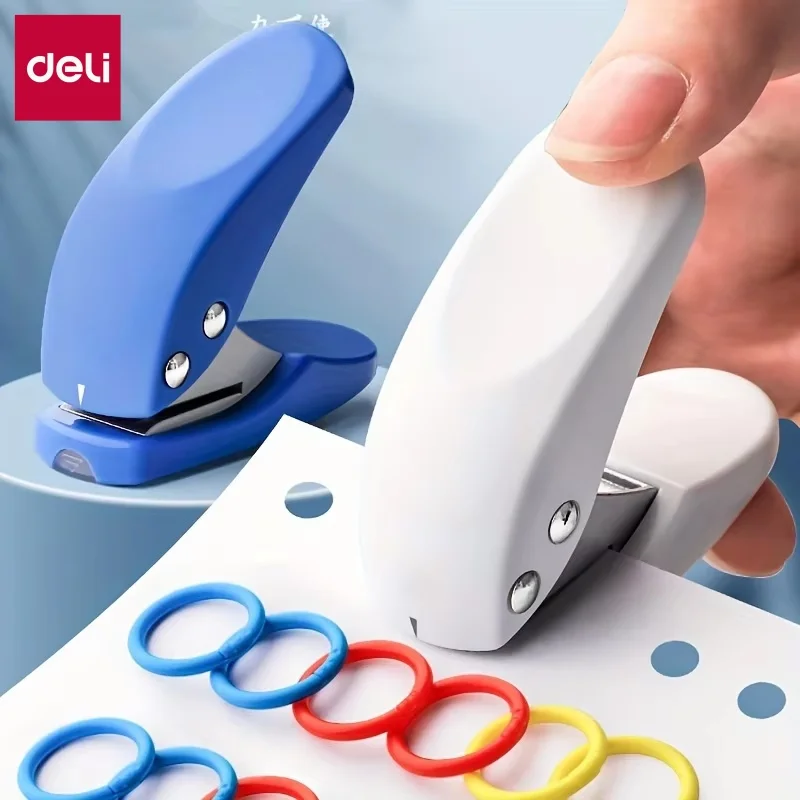 DELI Mini Paper Punch Portable Size 1 Hole Punch Machine 6mm 10 Sheets Office School Supplies