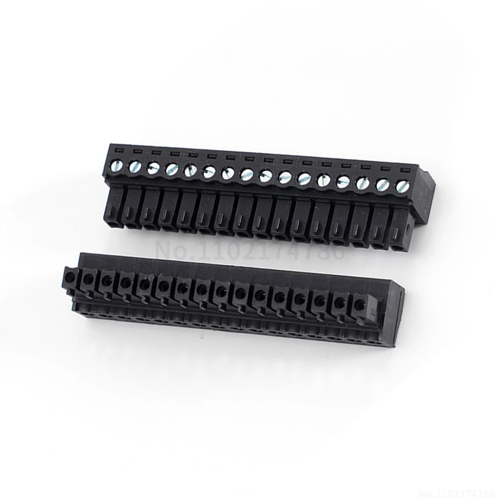 (5 pcs) KF 2EDGK - 3.5mm pitch terminal block 2~16P pluggable PCB terminal socket 15EDGK 3.5 plug black