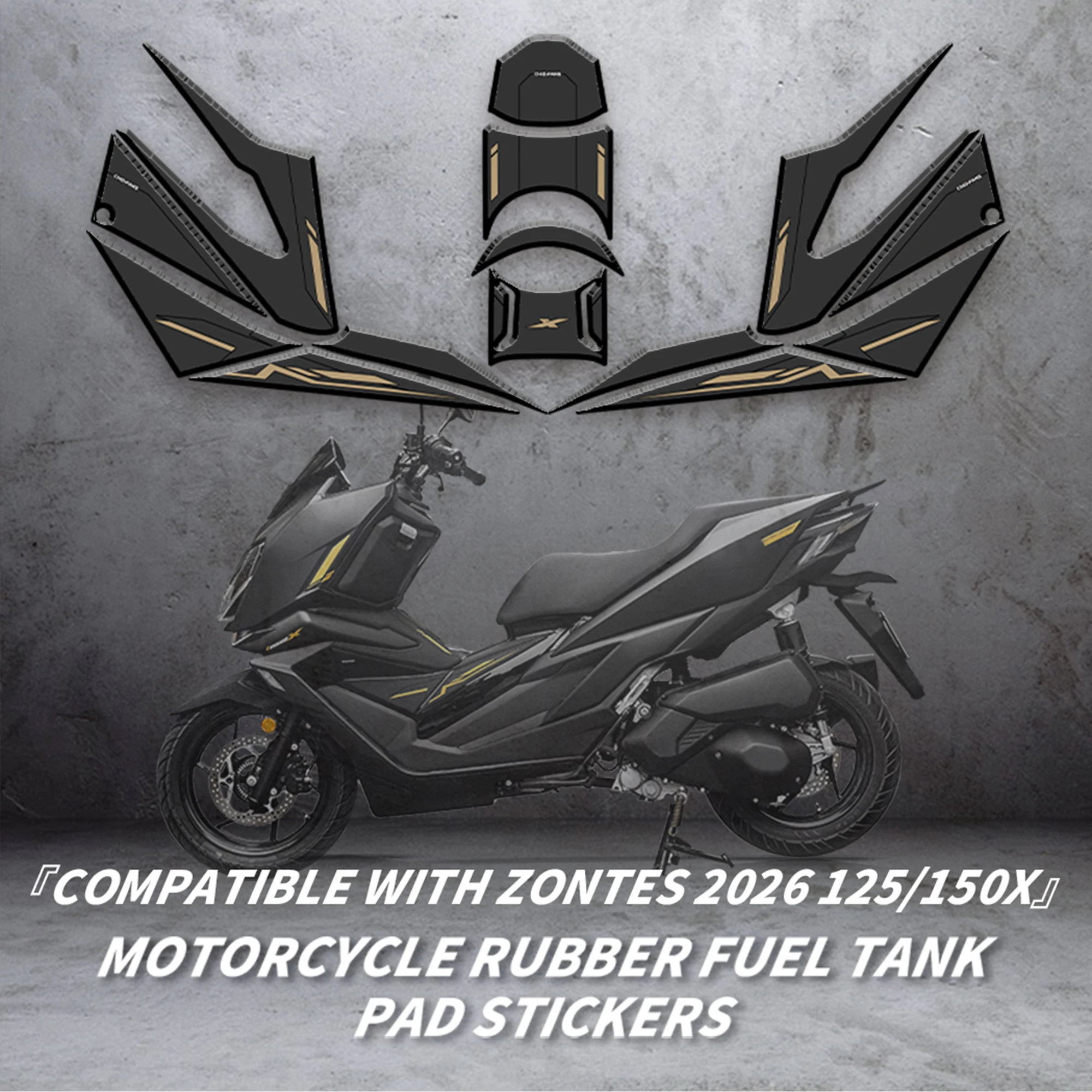 Compatible with 2026 ZONTES 125 150X Motorcycle Fuel Tank Traction Pad Thickened Rubber Anti-Scratch Tank Sticker Parts