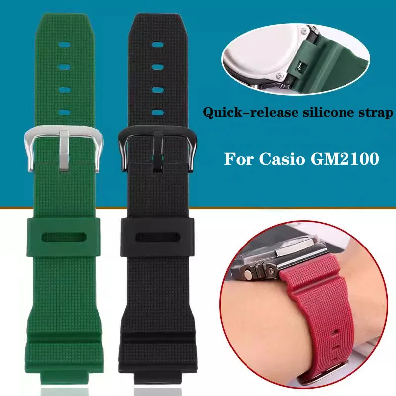 High Quality For Casio G-SHOCK Silicone Bracelet GM2100/5600/6900 GA2100 DW5600 Watchband Waterproof Rubber Strap Male 16mm