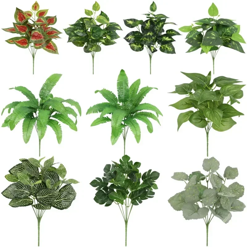 

Artificial Plants Leaves Silk Tortoiseshell Leaf Dieffenbough Small Fairy Taro Simulation Green Plant Living Room Decor